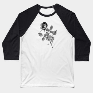 Black Rose Flower Baseball T-Shirt